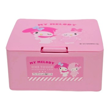 SANRIO 按壓彈蓋式小物方形收納盒 可愛卡通 桌面收納 飾品收納  粉色  1個