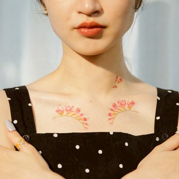 英國PAPERSELF 野地彼岸花Orange Flowers 紋身貼紙