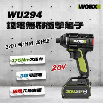 威克士 WU294 鋰電無刷衝擊起子機 240Nm 3段調速 水電通用 螢宇五金