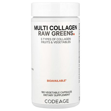Codeage, 多膠原蛋白未加工綠色蔬菜，180 粒膠囊