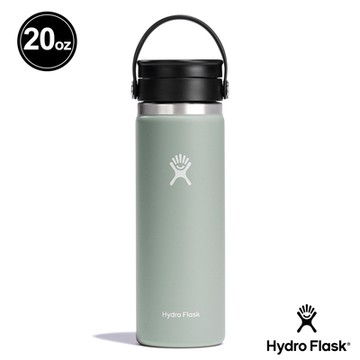 Hydro Flask 官方旗艦 20oz/592ml 寬口旋轉咖啡蓋保溫瓶 灰綠