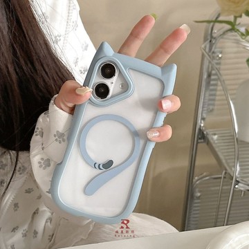 猫耳朵  防摔手機殼 磁吸 蘋果iPhone18 17/18 16 15 13 12 11 pro max 透明保護殼