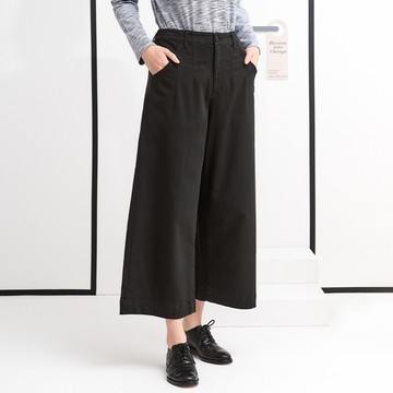 彈性膠原蛋白口袋九分寬褲