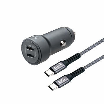 E-books B87 車用60W鋁合金雙PD 3.0+60W C to C 快充傳輸線組