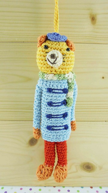 【震撼精品百貨】日本玩偶吊飾 針織材質-貓圖案-橘藍色 震撼日式精品百貨