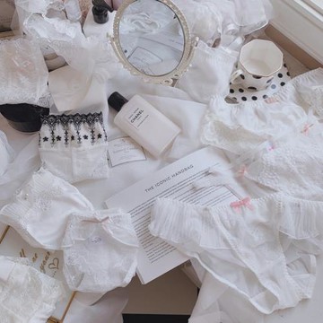 【白色蕾絲】內褲女蕾絲性感中腰夏季薄款網紗半透明少女可愛日系