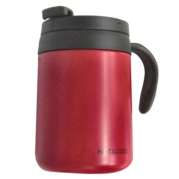 FANCY LIFE 不鏽鋼咖啡保溫杯 馬克杯 500ml 304不鏽鋼 PP材質 防滑設計  紅色  1個