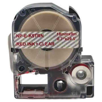 台灣榮工 副廠標籤帶 NS NEXTPAGE LK-5TRN 透明底紅字 18mm 適用於 EPSON 標籤機