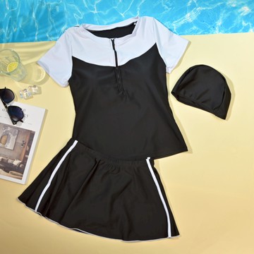 【廠商直送】YL475-大女短袖兩件式裙裝-黑