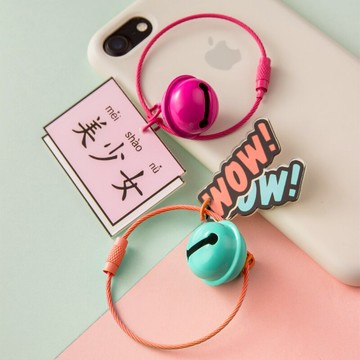 可愛卡通鑰匙鏈掛件創意汽車鋼絲繩圈環鈴鐺男女士鎖匙扣包包掛飾