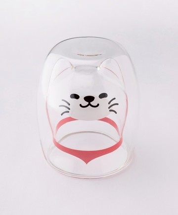 喵喵雙層玻璃杯－透明色 生日禮物 聖誕禮物 交換禮物