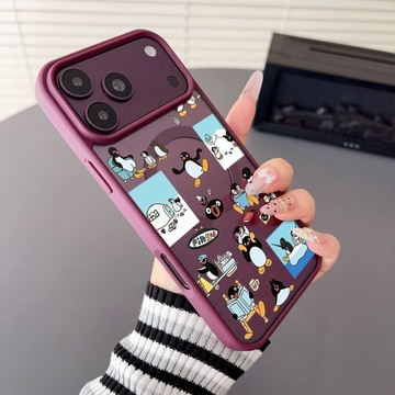 趣味玩耍企鹅 馬卡龍磁吸 iphone 18 pro max 17 16 15 14 13 12 11 8plus手機殼