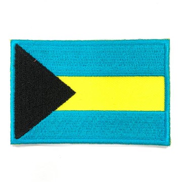 DIY刺繡徽章 巴哈馬國旗 刺繡貼布 電繡貼 背膠補丁 背膠刺繡背膠補丁 袖標 布標 布貼 補丁 貼布繡 臂章_廠商直送