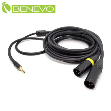 BENEVO加長型 3米 3.5mm立體聲公頭轉雙XLR(Cannon接頭)公頭 音訊連接線