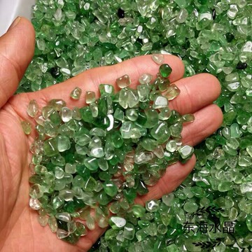 東海水晶  天然綠草莓晶碎石原石消磁凈化辟邪魚缸石盆栽美甲裝飾