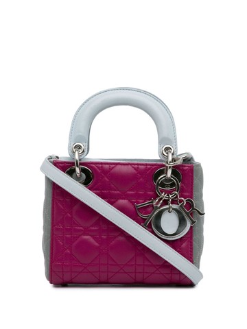 Christian Dior Pre-Owned - 2014 Mini Tricolor Lambskin Cannage Lady satchel - women - Lambskin - One Size - Grey