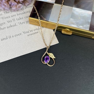 Krementz 14K包金 典雅紫水晶古董項鍊