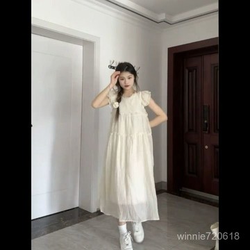 【限時特賣】海邊長裙  氣質套裝裙  純慾甜美裙中式甜美簡約清新紗裙夏季洋氣新款中式過膝氛圍感小衆文藝連衣裙