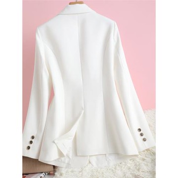 白色西裝外套女春秋長袖修身上衣顯瘦西服小個子一粒扣小西裝收腰