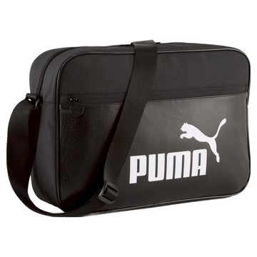 PUMA CAMPUS 側背包/斜背包/運動小包 09129701  黑色 + 白色  38 x 11.5 x 27cm
