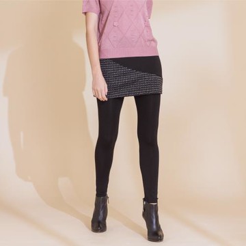 【YUTZUYA 優姿雅】織紋迷你短裙高彈塑腿假兩件內搭褲