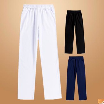 純白色兒童運動長褲純棉男女童加絨厚直筒初中生小學生校褲秋冬季