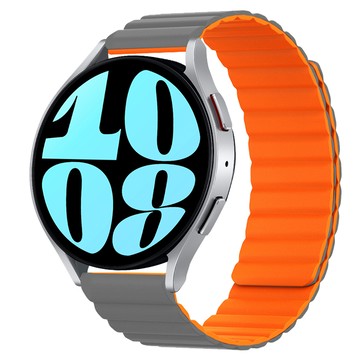 iMall Galaxy Watch 矽膠磁吸錶帶  1個  灰色 + 橘色  Galaxy Watch 7 FE/7/6 Classic/6/5 Pro/5/4 Classic/4/3 20mm