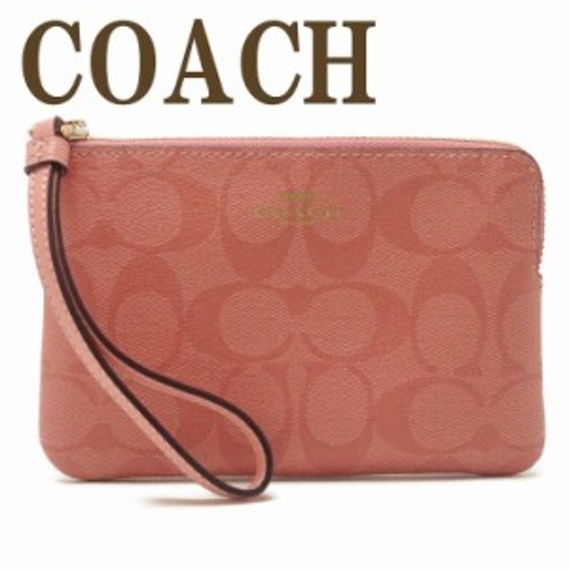 コーチ COACH ポーチ レディース ハンドポーチ リストレット クラッチ 財布 ハンドバッグ シグネチャー ピンク 91178IMRZH  【ネコポス】 | LINEブランドカタログ