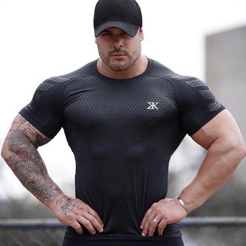 男士健身運動緊身衣 Gym 訓練跑步彈力短袖T恤 M-3XL大呎寸 現貨