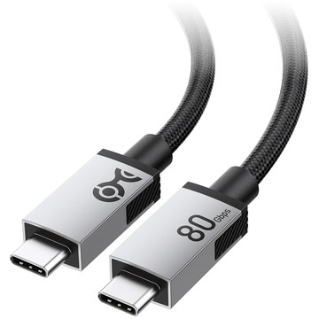 [6美國直購] Cable Matters 201425-BLK-2m 80Gbps USB4 編織線 傳輸線 8K 120Hz USB Type-C 兼容 Thunderbolt 5 4