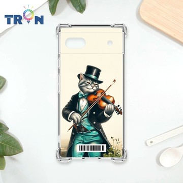 TRON GOOGLE Pixel 6A 小提琴/鋼琴演奏紳士貓咪 四角防摔載具殼 軟殼 手機殼