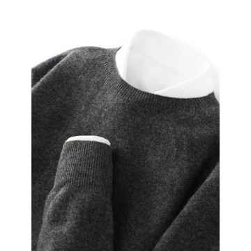 秋冬新款100%純羊毛男士圓領時尚百搭針織毛衣打底衫商務休閑羊絨