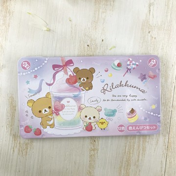 拉拉熊 Rilakkuma 日本製 色鉛筆 鐵盒裝 12色-日本直送，現貨在台｜小鶴日貨