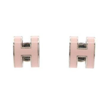 HERMES 愛馬仕 POP H 耳環 淺粉色琺瑯 銀色鍍金 H608002FP 【二手名牌BRAND OFF】
