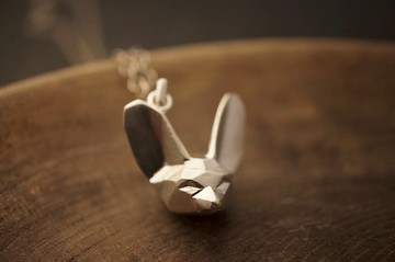 925 純銀幾何立體狐狸吊咀連SN2/18吋銀鏈- 手作(P334)