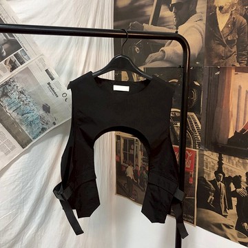 暗黑復古高街潮流馬甲男新款潮牌機能百搭工裝層次感疊穿背心上衣