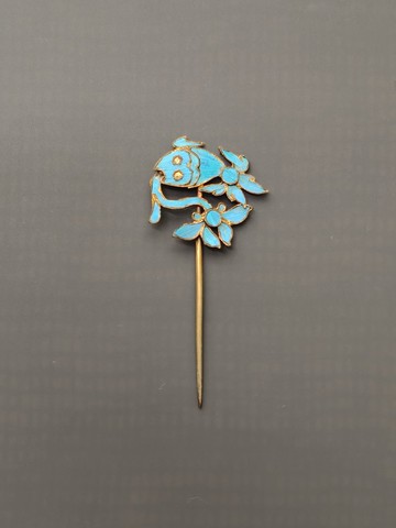 魚形老鎏金點翠髮簪 –  純古董SA-081