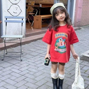 【兒童短袖T恤】 女童短袖T恤 兒童純棉上衣 韓版童裝 女童夏裝 兒童卡通T恤 女童寬鬆上衣 夏季童裝 兒童百搭上衣