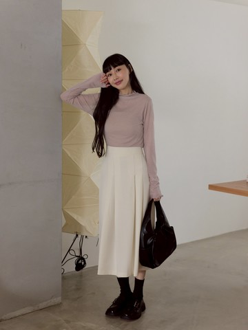 簡約質感壓褶長裙