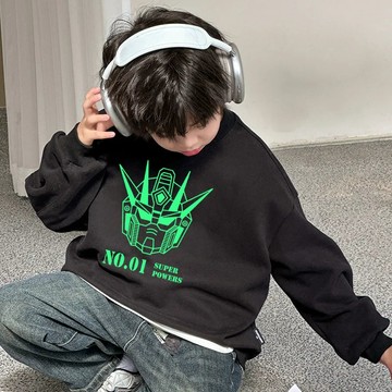 男童衛衣新款男孩潮酷美式上衣兒童加絨保暖圓領純棉加厚上衣 套頭衛衣男童 兒童大學T 秋冬上衣 長袖T恤 中小童