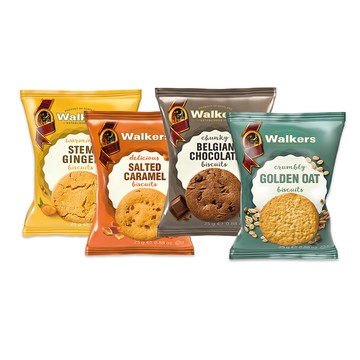 Walkers 比利時巧克力、經典薑味、金黃燕麥、焦糖鹽味 餅乾25g_口袋包 8入 4口味任選
