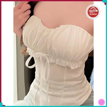 🎀超夯女裝🎀純欲風時尚辣妹甜美修身顯瘦蝴蝶結繫帶露背修身抹胸背心上衣女