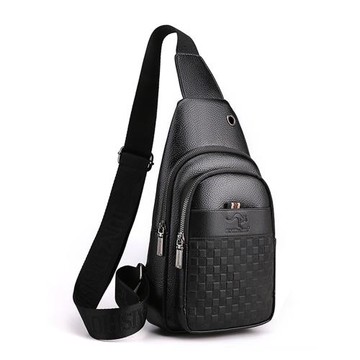 時尚胸包男軟皮質感休閑單肩包斜挎包男士小背包潮牌斜掛包男包