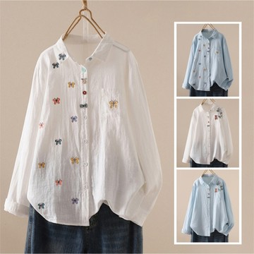 ＊ORead＊日系小清新卡通刺繡長袖襯衫(4色M~L)