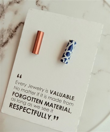 手作紙耳環_優雅金色及藍星芒_同Spira珠可換搭