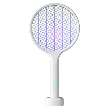 ANTIAN USB充電多功能電蚊拍 手動蚊子控制 蚊子誘捕燈 垂直底座 三層網 強勁電池壽命  白色  26.5 x 8.8 x 7.5cm