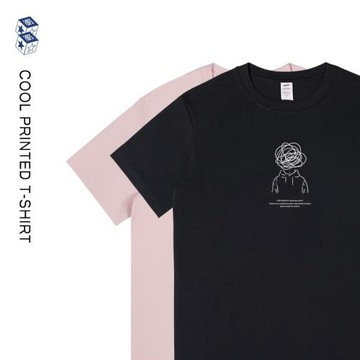 230g純棉印花T恤男圓領春夏新品美式寬松休閑短袖女通勤上衣ins潮