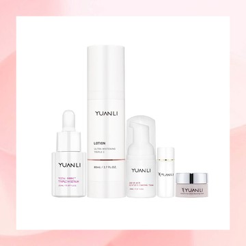(煥新修護組)【Yuanli願麗】Triple C 極效美白乳80mL+極效蘋果杏仁酸精華20mL 送 慕斯 20mL*1+精萃7ml*1+修護霜8g*1