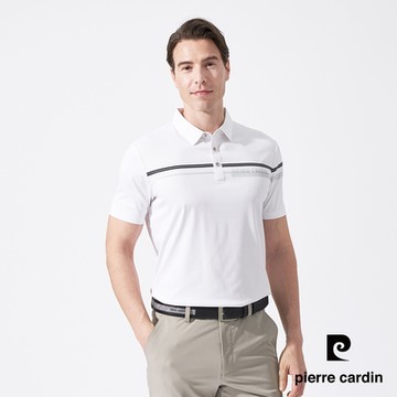 pierre cardin 皮爾卡登 男款 胸前定位印花短袖POLO衫-白色(5247213-90)