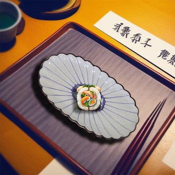 日式創意微瑕橢圓釉下彩料理盤酒店餐廳刺身魚生壽司烤肉盤商用